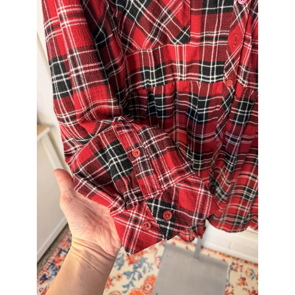 Torrid Red Black Plaid Pullover Flannel Blouse Size 3x - Picture 5 of 6